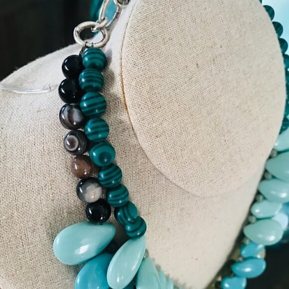 💜 Stella & Dot Delilah Shades of Turquoise Statement Necklace RETIRED - Picture 6 of 7